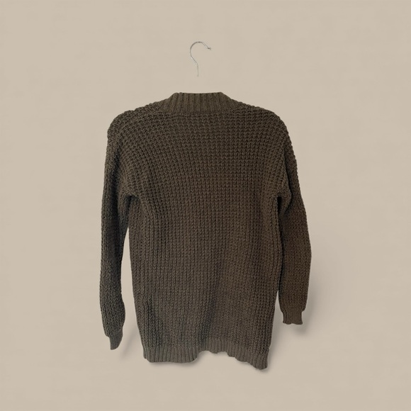Express Brown Waffle Knit Cardigan - Picture 3 of 6